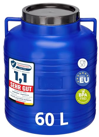 Garronda 60 litres Réservoir Eau sans BPA avec Couvercle – Idéal pour Choucroute et Salaison de Viande GD-0087, Bleu