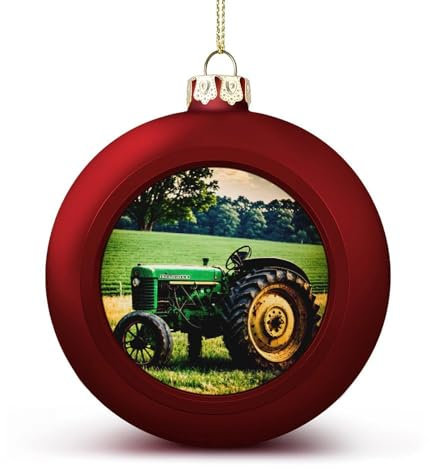 2 x Weihnachtskugel-Ornamente, alter Traktor-Druck, Weihnachtsbaumschmuck, hängende Kugel für Feiertage, Party-Dekoration