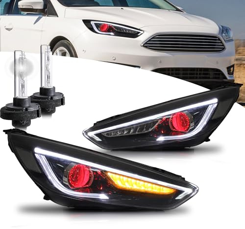 VLAND Scheinwerfer Kompatibel für Focus MK3 Facelift/Focus MK3.5 ST RS 2015-2018, Kein E-Prüfzeichen, 1 Satz (Dämoneye+d2h xenon)