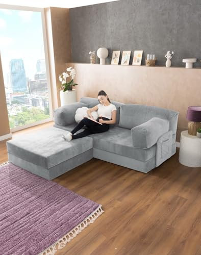 Generisch Teddy Eck-Sofa Wuuh Modulares Sofa mit Schlaffunktion Monolid Sofa Samt und Cord, Schlafsofa Teddy Sofas, Sofabett, Monolid Sofa Wuuh, Couch, Wohnzimmersofa, modernes Couch