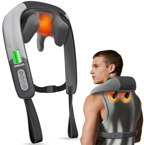 CuPiLo Neck Shoulder Massager with Heat - FSA Eligible HSA | 4D Expert Deep Tissue Kneading Massager, Rechargeable Massage for Neck, Shoulder, Traps and Back Pain Relief
