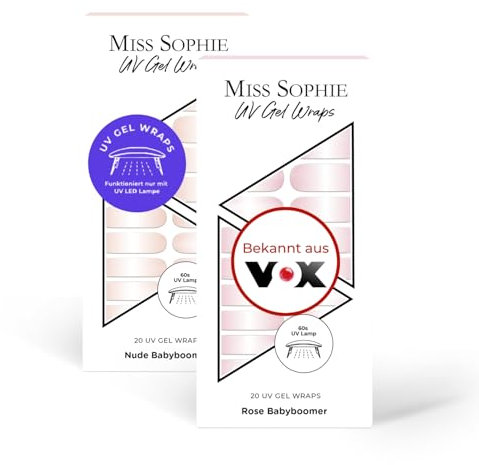Original Miss Sophie UV 2er Set I Nagelaufkleber in Nude Babyboomer UV & Rose Babyboomer UV I Selbstklebende UV Nagelfolien I Kein Absplittern I Langer Halt I Schnelle & einfache Anwendung