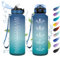 Bouteille d’eau 1.5L, Gourde Sport, Gourde avec Paille, Gourde Marqueur de Temps, Gourde Motivation, Étanche et Réutilisable, Bouteille pour Adulte, Voyage, Bureau, Course à Pied, Camping, Gym