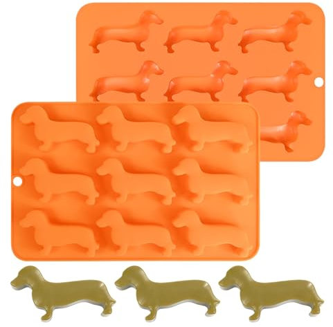 Dackel Backform – Hundeform aus antihaftbeschichtetem Silikon, lebensmittelechte Eiswürfelform, 9 Vertiefungen, Schokolade, Geleepudding, Dol
