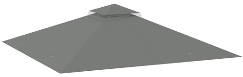 Outsunny 3x3(m) Replacement Gazebo Canopy, Double Tier Roof Top for Garden, Patio, Outdoor, Grey (TOP ONLY)