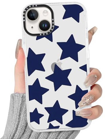 Yirlbey Transparent Handyhülle für iPhone 14/iPhone 13 Hülle, Aesthetic Sterne Muster Star Bunt Design Mädchen Geschenk Schutzhülle, Silikon TPU-Rahmen PC-Rückseite Case Cover für iPhone13 6,1