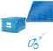 Leitz Set Click & Store Aufbewahrungsbox A4 mit Deckel Mittelgroß + Notizbuch A5 kariert + Titan Qualitätsschere, Transportbox aus 85% recycelter Premiumpappe, Blau, 60440036 + 46281036 + 53192036