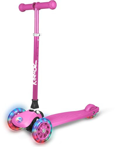 kinnaz ONE, Premium Roller Kinder 3 Jahre, faltbar, Höhe einstellbar, LED Räder, Ersatzteilservice, Beste Griffe und Bremse etc. Kinderroller ab 2 3 4 5 Jahre, Kinderscooter von Deutscher Händler