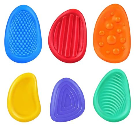 Sensorische Steine für Kinder, 6 x tragbare beruhigende Hilfsmittel für Kinder, Silikon, langlebig, einfach zu tragen, tragbar, leicht, 7,1 x 4,57 cm, für und Mädchen