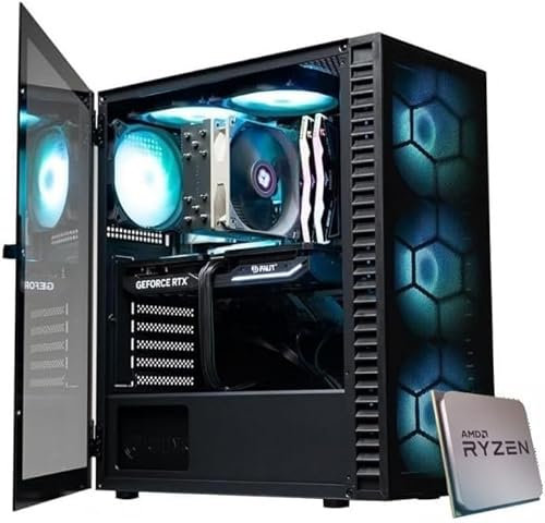 EMCA4 Computer Gaming PC Assemblato Fisso Ryzen 7 5800X - RTX 4060 8GB - SSD M.2 1TB nvme - Ram 32GB DDR4 3200Mhz - ARGB - Wifi - Bluetooth - Windows 11