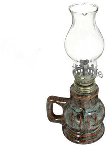 Mobestech Vintage Keramiklampe Öllaterne Für Innenbereich Antike Keramiklampe Für Heimdekoration Und Notlicht Retro Petroleumlampe