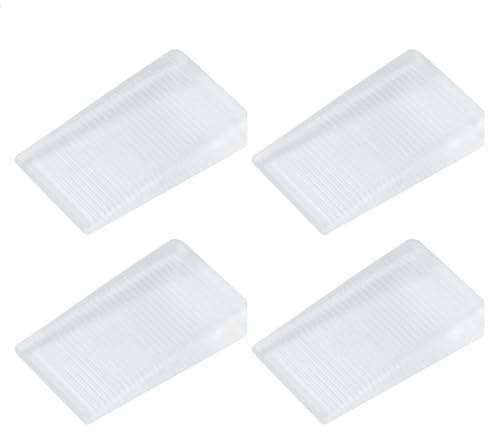 4 PCS Clear Plastic Wedges, 10mm Furniture Leveler Wedges, Non-slip Stackable Blocker for Uneven Floors and Furniture Stabilization