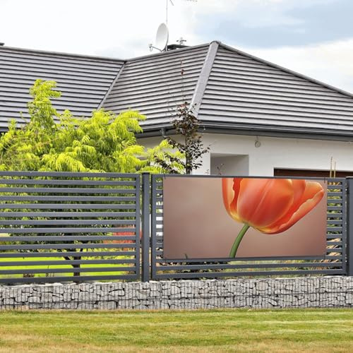 Banner Happy Birthday, Partydekoration, Hintergrund, Willkommensflagge, orangefarbene Tulpe, Banner, große Banner für den Außenbereich, Zaun, Garten, Urlaub, Hintergrund, Happy Birthday Dekorationen
