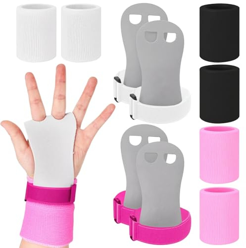 2 Paires Gants de Gym + 3 Paires Poignets de Sport, Protecteur Paume de Gym,Cuir Poignées pour Haltérophilie/Gymnastique/Crossfit/Sports Traction