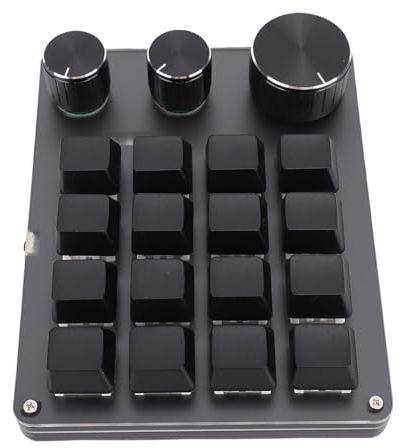 Lazmin112 Macro Pad, Programmierbare Mechanische Tastatur mit 16 Tasten, 3 Knöpfen und RGB-Hintergrundbeleuchtung, Benutzerdefinierte Tastenkombinationen für Gaming, OBS, PC (Black)