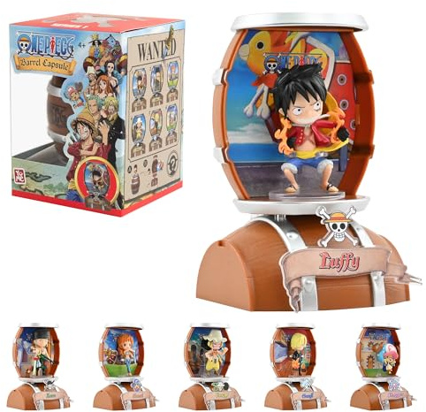 YuMe 15329 - One Piece Barrel Capsule, 1 von 6 Mini Figuren mit Fass, Sammelfigur mit Display-Stand, Anime Merch für Fans der Serie
