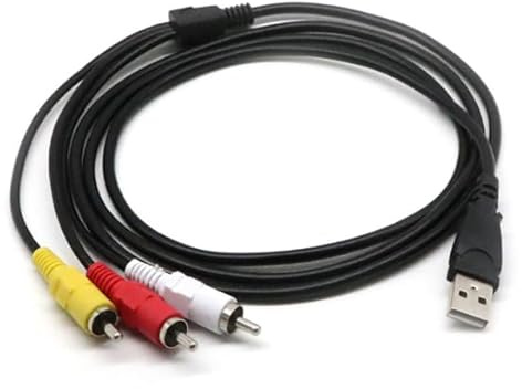 DUSTEWQ USB Male to RCA Male Jack Splitter Audio Video Cable, USB to RCA Cable, 3RCA Cable to TV, DVD, PC, HDTV, Smartphone Computer, etc. AV Adapter (5FT)
