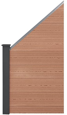 MinteChill WPC Schrägelement 180x98 cm Braun-Anthrazit mit WPC-Pfosten | Abgeschrägtes Zaunelement, Sichtschutzzaun Abschluss, inkl. robustem WPC Endpfosten (10x10 cm), links oder rechts montierbar