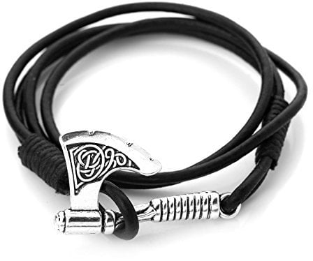 My Shape Vintage Slavic Perun Axe Amulet Wrap Bracelet Viking Axe Charm Bracelet Viking Bangle Jewelry Gifts for Men, Alloy