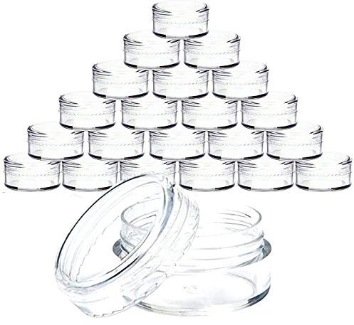 50 x 15g Plastic Small Sample Empty Clear Containers with Clear Lids Covers Cases Holder for Cream Lotion Cosmetic Makeup Oils Lip Balms Liquid Pigments