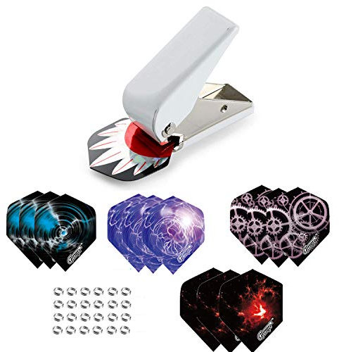 Flight Locher mit Dart Flights Set und Shaft Federringe Set Darts Flight Punch - Slotmachine Flights Zubehör Erwachsene ,Dartflights Lochen Maschine