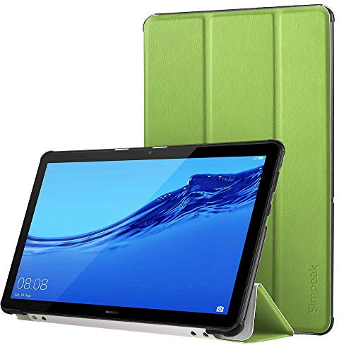 Simpeak Cover Compatibile per Huawei MediaPad T5 10 Custodia, Custodia Cover in Pelle PU Compatibile con Huawei MediaPad T5 10.1 2018 Ultra-Sottile Folio Supporto Smart Cover, Verde