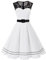 AXOE Damen Rockabilly Kleid 50er Jahre Vintage A-Linie Festlich & Alltag mit Spitze & Gürtel für Hochzeit Sommer Cocktail Weiß mit Blumenmuster F1, Gr.42 (EU 44), XL