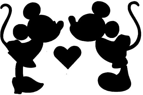 Pack of 6 Mouse Love Heart Novelty Small car Stickers, Waterproof Decals - Mickey Light Switch, Laptop, Water Bottles, Mirrors, Phone Case(Black)
