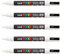 POSCA Mitsubishi Pencil - 5 Marqueurs Blanc PC3M - Pointe Conique Pointe Fine - Marqueur Peinture à Base d'Eau - Tout Support - Pour Papier, Textile, Verre, Galet, Bois, etc.