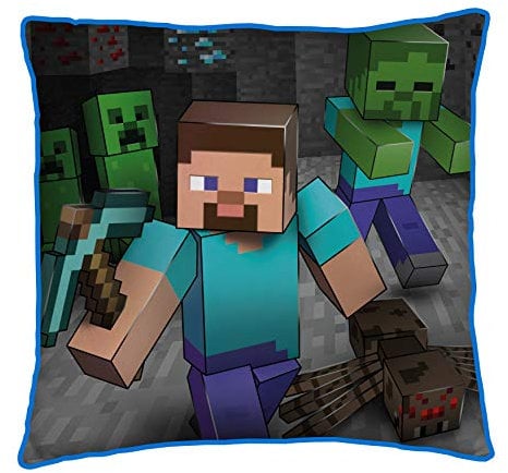 Minecraft Zweiseitiges Creeps-Kissen, quadratisch, perfekt für jedes Kinderzimmer oder Schlafzimmer, Mehrfarbig