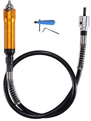 Attacco adattatore per albero flessibile da 6 mm Cavo di prolunga flessibile per trapano elettrico Mandrino con chiave e chiave per smerigliatrice rotante Strumenti per la lavorazione del legno (Oro)