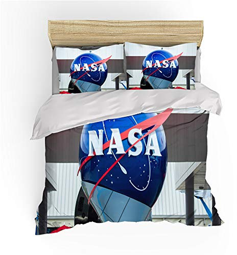 NICHIYO NASA Bettwäsche-Set – Bettbezug und Kissenbezug, Mikrofaser, 3D-Digitaldruck, dreiteilige Bettwäsche (Bettbezug + Kissenbezüge) (4, Einzelbett 135 x 200 cm)