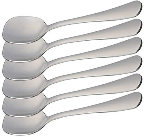 6 Cuillères à Crème Glacée 14,5 x 3 cm en Acier Inoxydable 18/0 Design Simple et Élégant