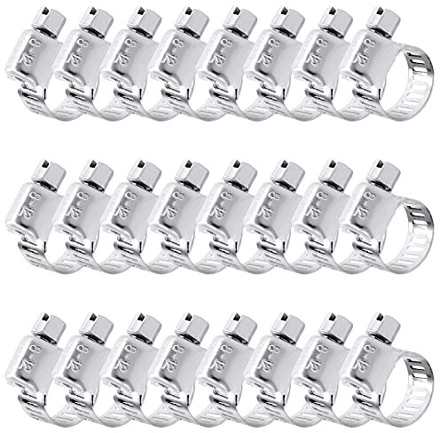 Wokape 25 abrazaderas ajustables de acero inoxidable de 8 a 12 mm, abrazadera de conducto, abrazadera de línea de combustible para fontanería, automoción y aplicaciones mecánicas (25, 8-12 mm)