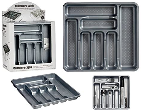 TU TENDENCIA UNICA BigBuy Home S3606385 Besteck-Organizer, Metall, Kunststoff, 39 x 4,5 x 42,5 cm, verschiedene Materialien, mehrfarbig