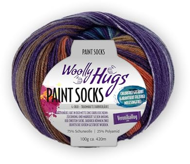 PRO LANA Paint Socks - Woolly Hugs - Farbe: Lila/Orange (212) - 100 g/ca. 420 m Wolle