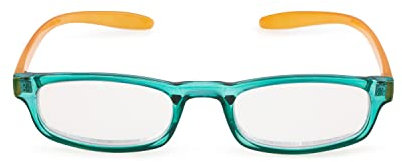 Contacta, Hug, Occhiali da Lettura per Uomo e Donna, Occhiale Autoreggente da Collo, Aste Allungate e Ricurve, Colore Verde con Asta Senape, Diottrie +2,50, Confezione con Astuccio Portaocchiali, 19g