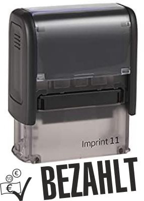 Selbstfärber Imprint 2/Lagertext – Bezahlt - von Kaufhaus2010 – Office Stempel zur Kennzeichnung von Dokumenten 46 mm lang