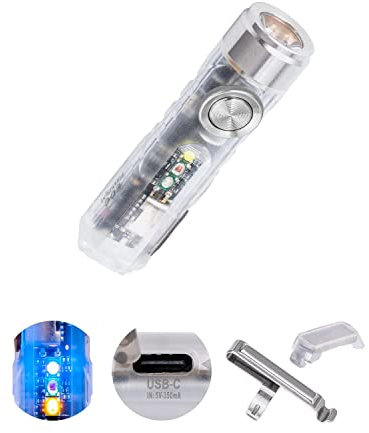 RovyVon 4th USB-C Aurora A8 EDC Flashlight, 6500K LED Max 650 Lumen, Momentary On Keychain Light with Magnetic Clip/Base, Lock Mode, for Checking Outdoor(365nm/Red/White)
