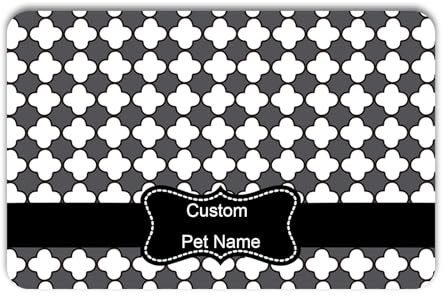 JMIPET Tapis pour Chiens et Chats personnalisé – Tapis en Cuir pour gamelle, antidérapant et Facile à Nettoyer, idéal pour Nourriture, avec nom imprimé(A8)