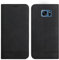Klapphülle Kompatible für Samsung Galaxy S7, Einfarbig PU Lederhülle Weich TPU Handyhülle mit Kartenfach Stark Magnetverschluss Flip Case -Schwarz
