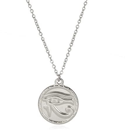 LIKGREAT Collier de l'Oeil d'Horus collier de pendentif égyptien antique les yeux d’Égypte porte-bonheur Protection d’amulettes bijoux en acier inoxydable pour hommes femmes (Argent)