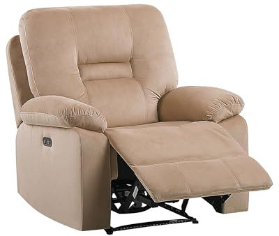Elektrisch verstellbarer Sessel Samt beige mit USB-Anschluss LED-Licht Bergen