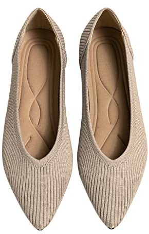 TINGRISE Chaussures Plates à Bout Pointu pour Femme - Ballerines Confortables à Enfiler