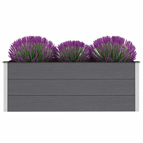 KOIECETA Hochbeet Pflanzkübel Gartenbeet Blumenbeet Pflanzkasten Kräuterbeet Blumenkasten Pflanzkasten Gemüsebeet Pflanzbeet 150 x 50 x 54 cm WPC Grau