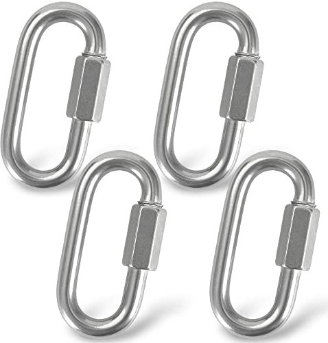 Cozihom 3-Zoll-Edelstahl-Ketten-Schnellglieder, M8 5/16 Zoll Karabiner mit Verschluss, Kettenhaken, drehbares Schlüsselring -Schraubkettenglied, 1540 Pfund Kapazität, 4 Stück