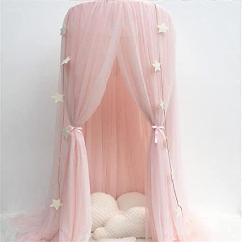 Surwin Onirica Baldacchino per Letto Bambina Bambini, Principessa Zanzariera Cupola Baldacchino per Lettino Culla Neonato Letto Matrimoniale, per Gioco Lettura Camera da Letto (Rosa)