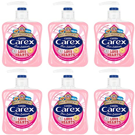 Carex Fun Editions Love Hearts Antibacterial Hand Wash, Clean & Protect Hands, Bulk Buy, Pack of 6 x 500 ml