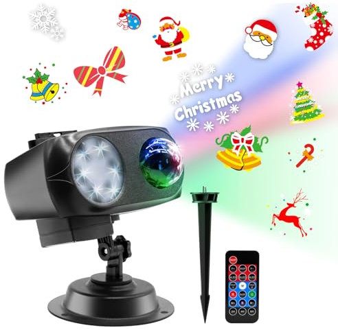 Proiettore di Natale luci per esterni IP44 impermeabile, 15 W luminoso HD Ocean Wave Effect, 12 diapositive 96 nessuna dissolvenza immagini luce per regalo Halloween, Natale proiettore LED decorazione