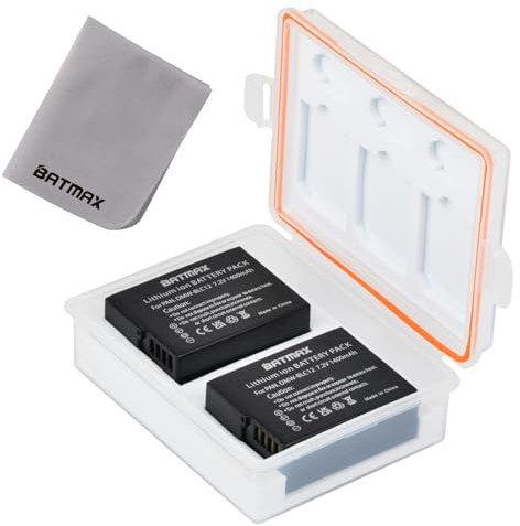 Batmax DMW-BLC12 DMW-BLC12E Batterie et Boîtier de Stockage de Batterie & Carte mémoire Compatible avec Panasonic Lumix DMC-FZ1000 DMC-GH2 FZ200 FZ300 Leica BP-DC12 Leica Q DMC-G85 G5 G6 G7 GX8